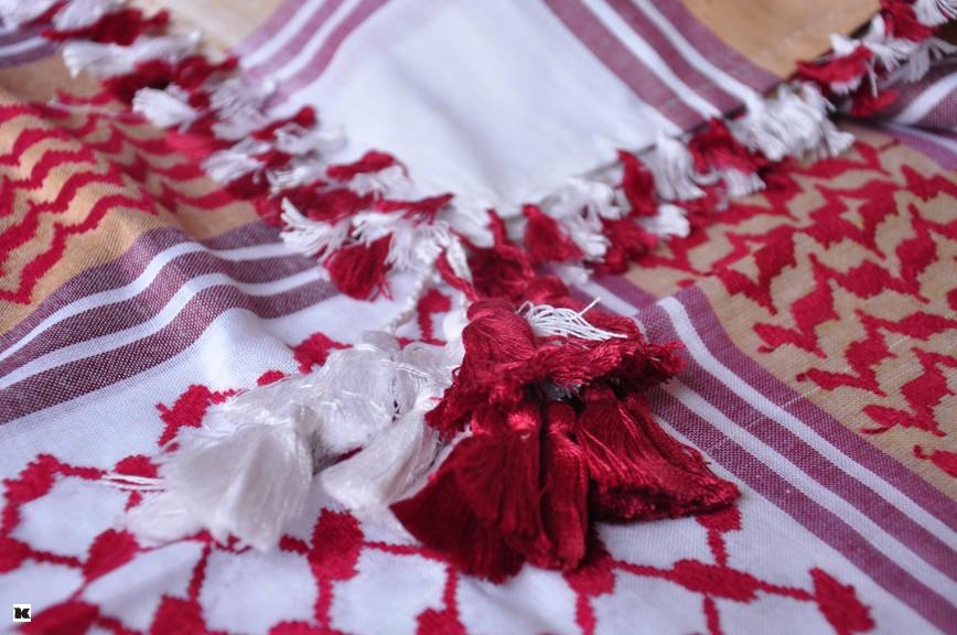 Palestina šátek bílý s červenou a hnědou - SLEVA 40 %