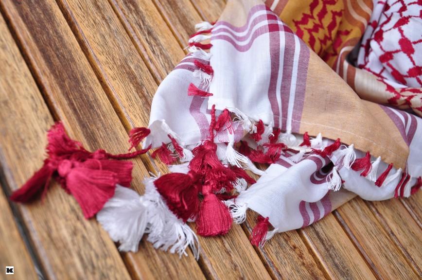 Palestina šátek bílý s červenou a hnědou - SLEVA 40 %