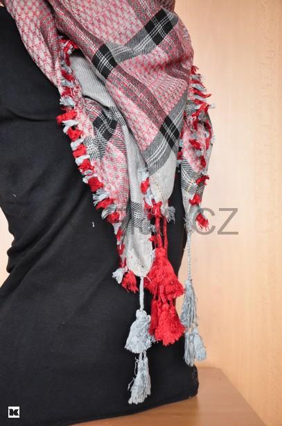 Palestina šátek červenošedočerný - SLEVA 40 %