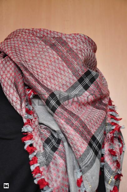 Palestina šátek červenošedočerný - SLEVA 40 %
