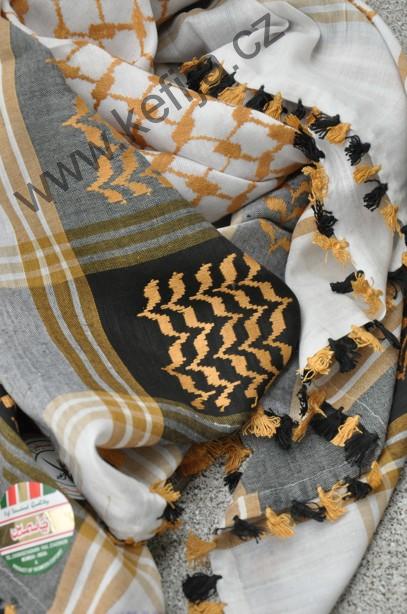 Palestina šátek bílozlatočerný, typ II.- SLEVA 40 %
