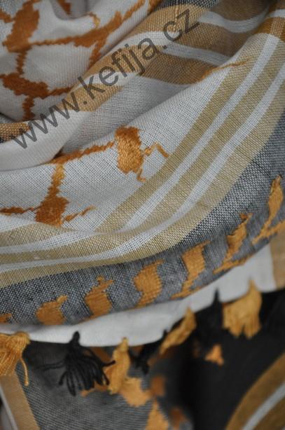 Palestina šátek bílozlatočerný, typ II.- SLEVA 40 %