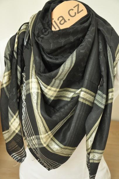 Palestina šátek černý s béžovou - SLEVA 25 %