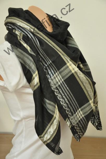 Palestina šátek černý s béžovou - SLEVA 25 %