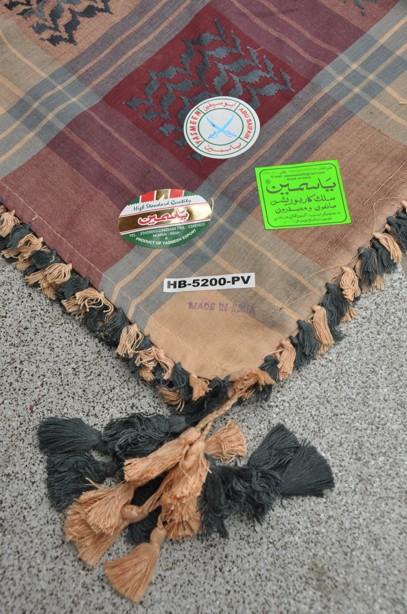 Palestina šátek okrovo-šedo-fialová - SLEVA 40 %
