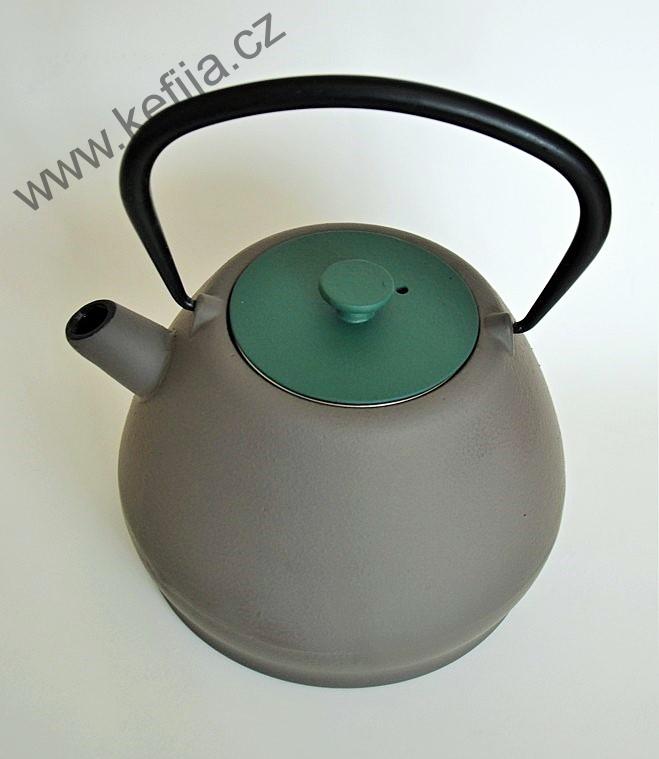 Litinová konvička YAKAN - šedo - zelená 1,5 l