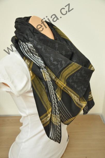 Palestina šátek černý se zlatou