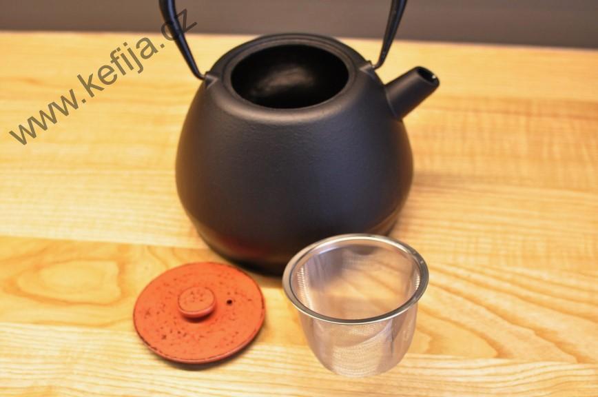 Litinová konvička YAKAN - černo - červená 1,5 l