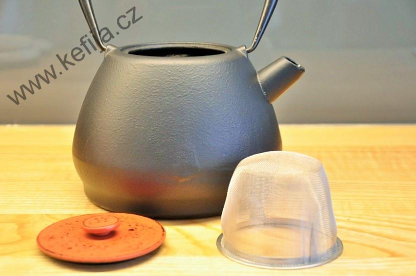 Litinová konvička YAKAN - černo - červená 1,5 l