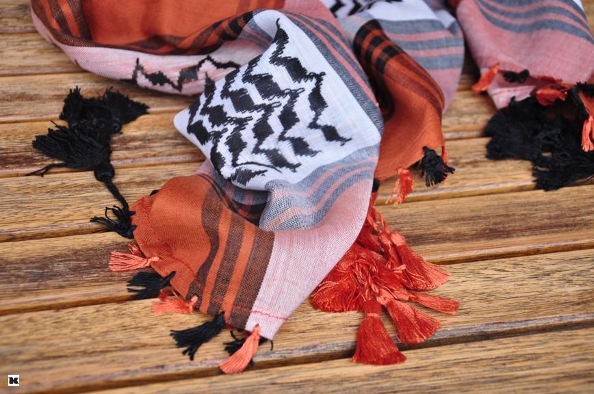Palestina šátek cihlový s bílou a černou