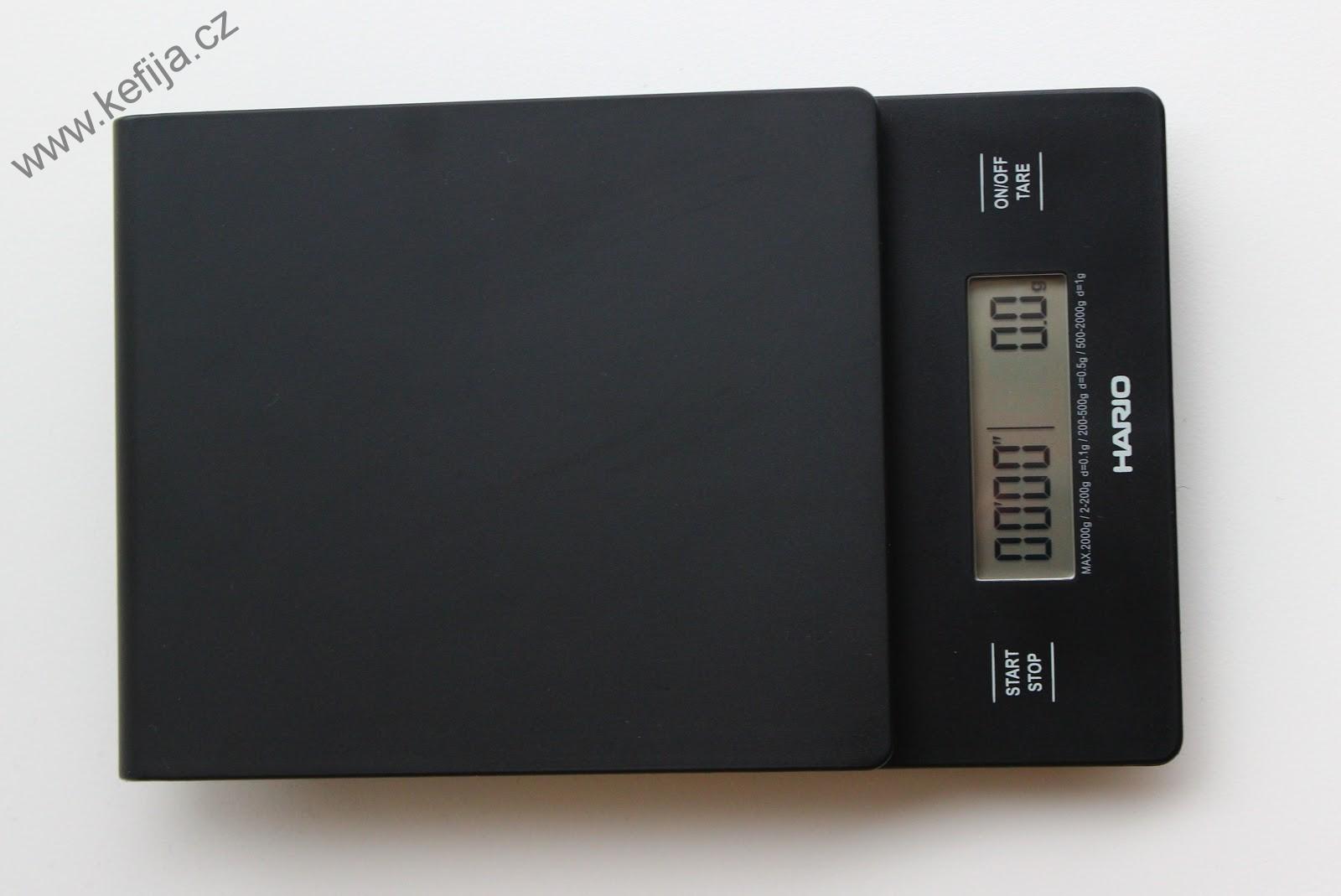 Černá digitální V60 HARIO váha se stopkami