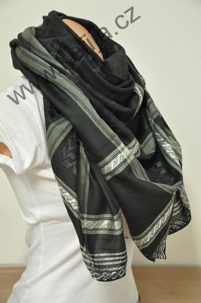 Palestina šátek černý s krémovou - SLEVA 25 %